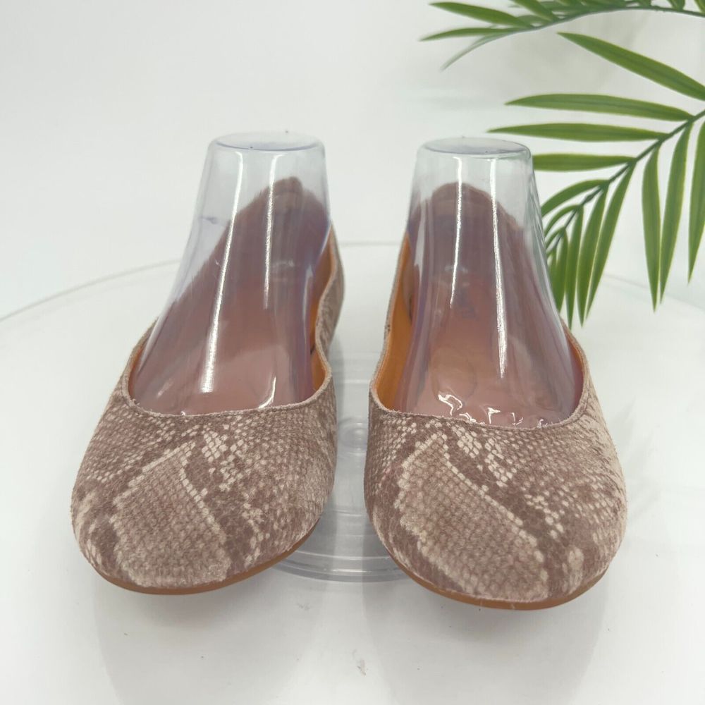 Born Women's Adour Flats Size 7.5 Ballet Shoe Brown Tan Leather Snakeskin Comfy - Picture 5 of 14